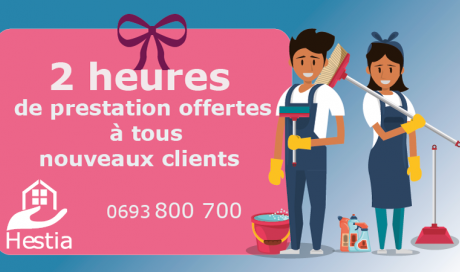 Offre de bienvenue à tous les nouveaux clients de HESTIA Entreprise de téléassistance et d'aide au ménage repassage à domicile pour particulier à Saint-Denis et sur toute l'ile de la Réunion